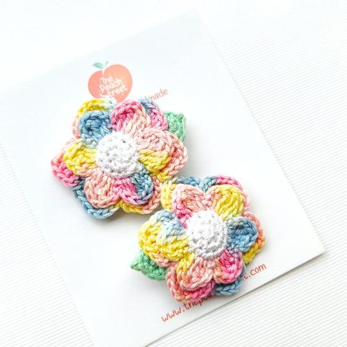 Rainbow Flower Hair Clips