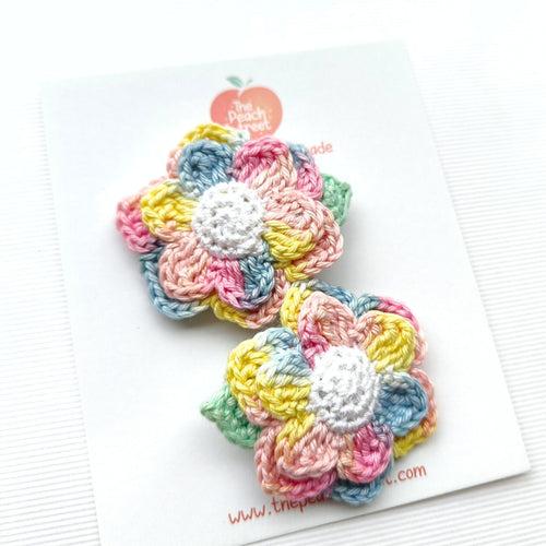 Rainbow Flower Hair Clips