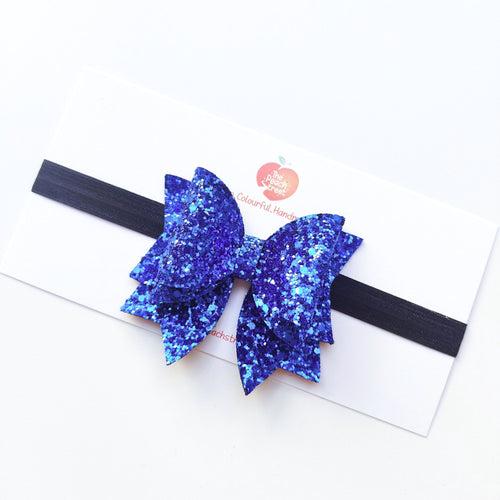 Glittery Blue  Festive Bow Headband