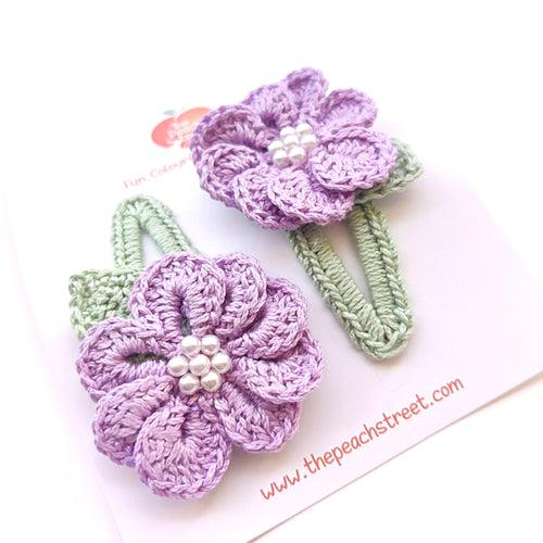 Crocheted Flower Snap Clips