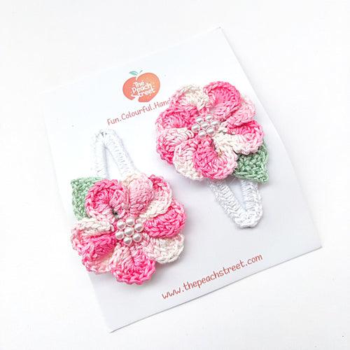 Crocheted Flower Snap Clips