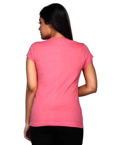 Rose At Right Side - Block Print Tees for Women - Sunskit Coral