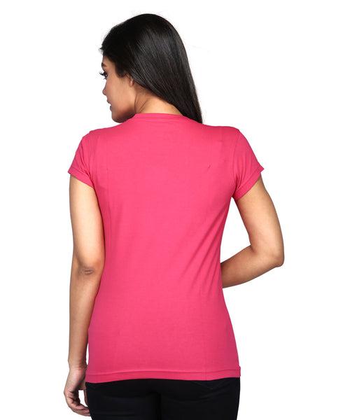 Premium Plain 100% Cotton Tees For Women - Magenta