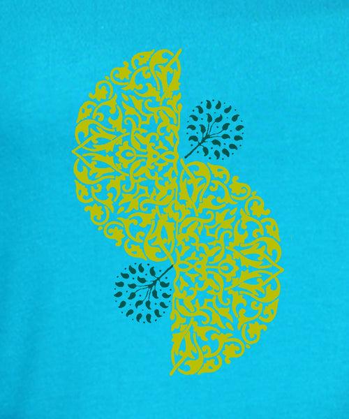 Semi Circle - Block Print Tees for Women - Turquoise