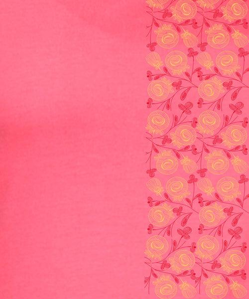 Rose At Right Side - Block Print Tees for Women - Sunskit Coral