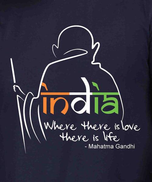 India Where There is Love - Premium Round Neck Cotton Tees for Men - Navy Blue