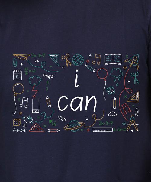 I Can - Premium Round Neck Cotton Tees for Men - Navy Blue