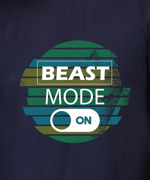 Beast Mode - Premium Round Neck Cotton Tees for Men - Golden Yellow And Navy Blue