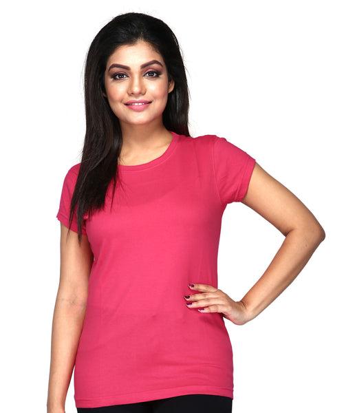 Premium Plain 100% Cotton Tees For Women - Magenta