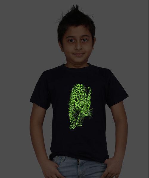 Cheetah - Premium Round Neck Cotton Tees for Juniors - Navy Blue