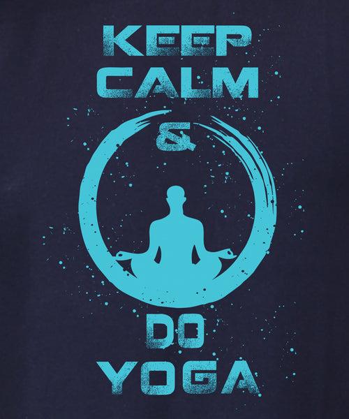 Keep Calm and Do Yoga - Premium Round Neck Cotton Tees for Men - Navy Blue