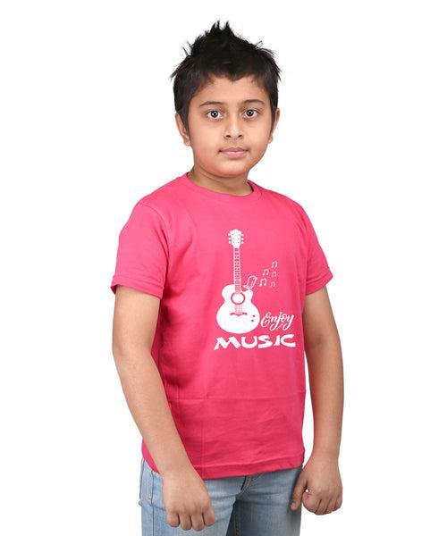 Enjoy Music - Premium Round Neck Cotton Tees for Juniors - Magenta