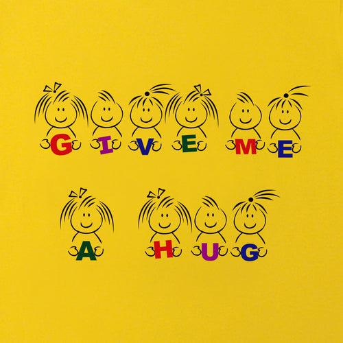 Give me a Hug - Premium Round Neck Cotton Tees for Kids - Lemon Yellow