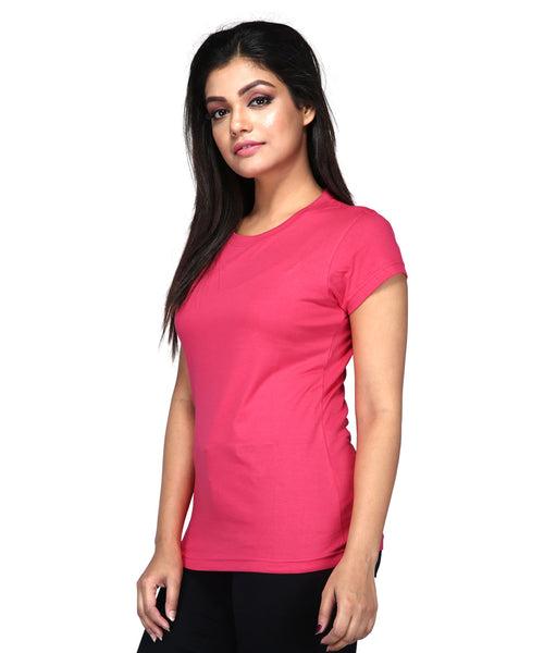 Premium Plain 100% Cotton Tees For Women - Magenta