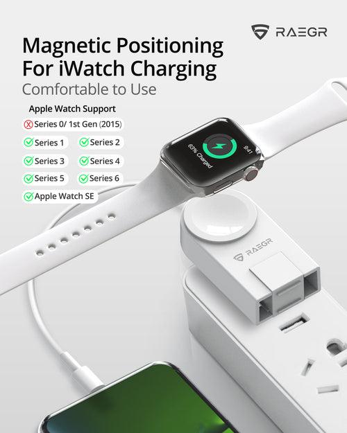 RAEGR Arc 450 Portable Apple Watch Wireless Charger With Apple Cable For AirPods & IPhones