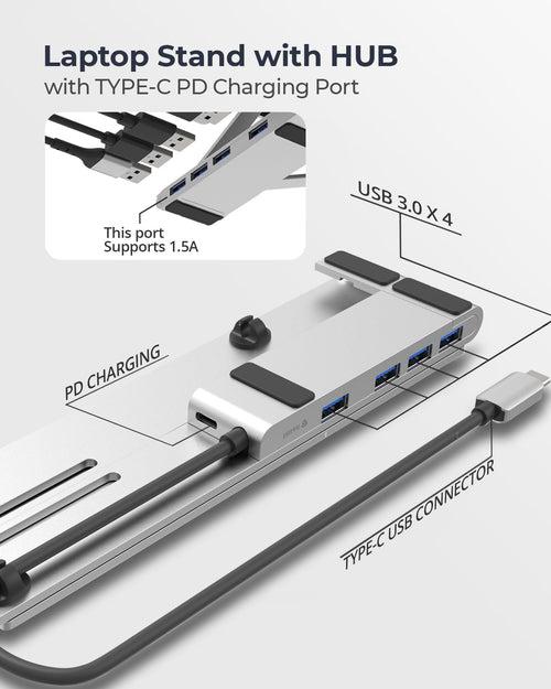 RAEGR LS80 Laptop Stand Adjustable Aluminium Laptop Stand with Multiple USB HUB