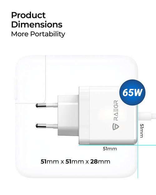 RAEGR RapidLink 1150 65W PD+QC GaN Adapter with  Included 60W USB Type-C to C Braided Cable