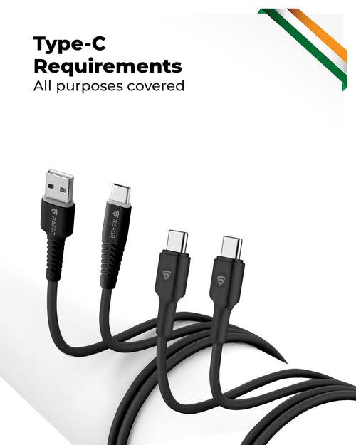 RAEGR RapidLine 100 A2C & C2C Cables Combo Pack, PD Fast Charging