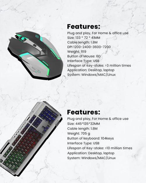 RAEGR RapidGear X70 Gaming KeyBoard with Mouse Combo | 3 Rainbow Lighting Modes