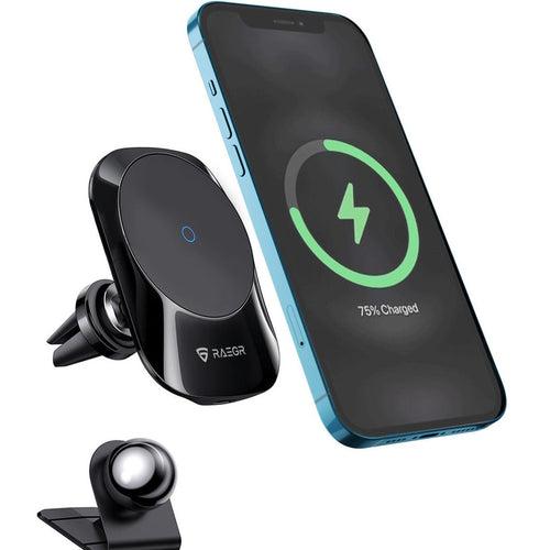 RAEGR MagFix Arc M1450A 15W Car Magnetic Wireless Charger with Air Vent & Dashboard Holder Compatible with iPhone 12 & 13 Series