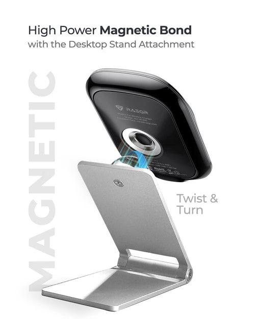 RAEGR MagFix Arc M1450B 15W Magnetic Wireless Charger with Foldable Magnetic Stand Holder Compatible with iPhone 14 & 15 Series
