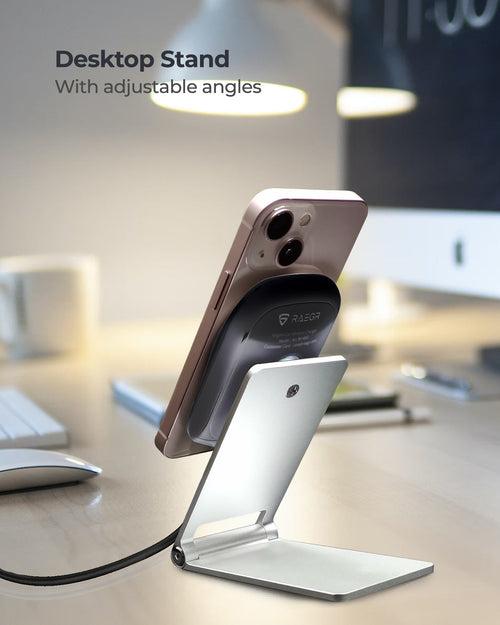 RAEGR MagFix Arc M1450B 15W Magnetic Wireless Charger with Foldable Magnetic Stand Holder Compatible with iPhone 14 & 15 Series