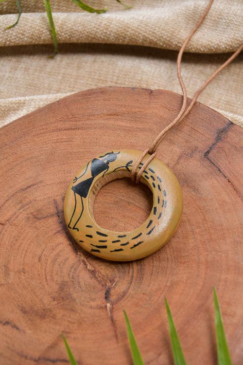Bamboo Ring Pendant with Warli Art