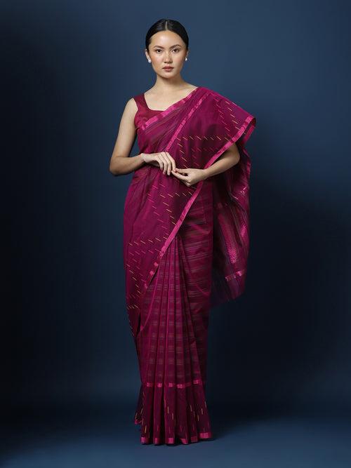 Bright Pink Chanderi Saree