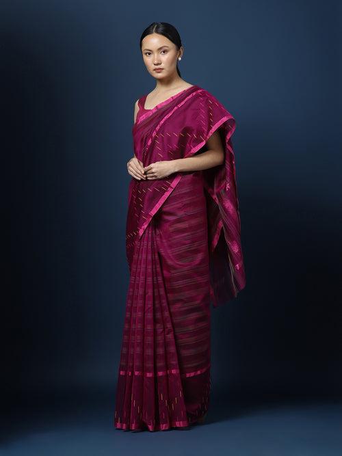 Bright Pink Chanderi Saree