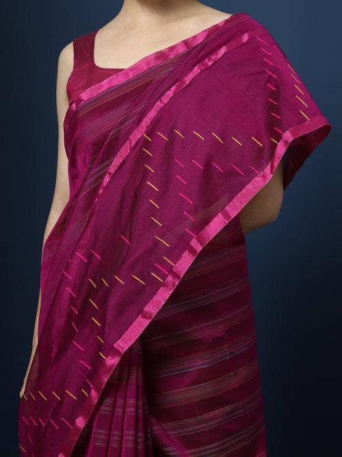 Bright Pink Chanderi Saree