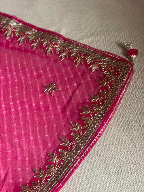 Pink Gota Patti Leheriya Saree