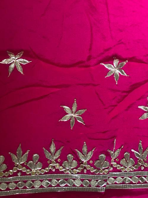 Pink Gota Patti Leheriya Saree