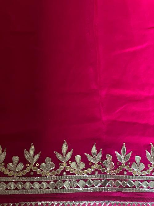 Shaded pink Tussar Leheriya Saree