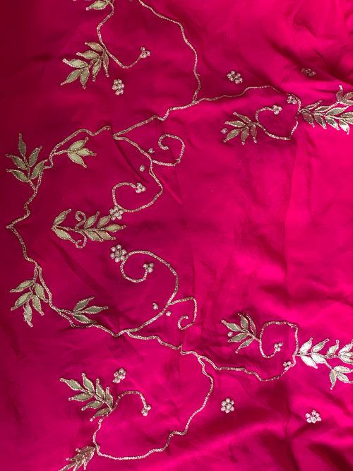 Gota Striped Pink pure silk georgette leheriya saree