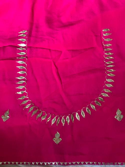 Diya pure silk georgette gota patti leheriya saree