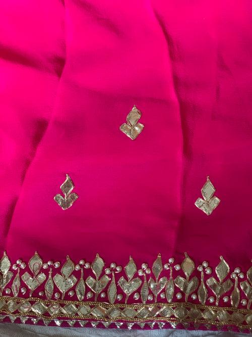 Diya pure silk georgette gota patti leheriya saree