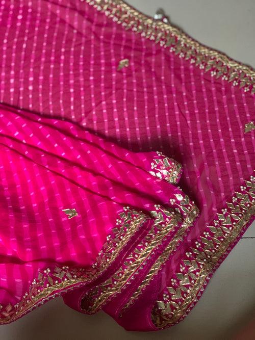 Diya pure silk georgette gota patti leheriya saree