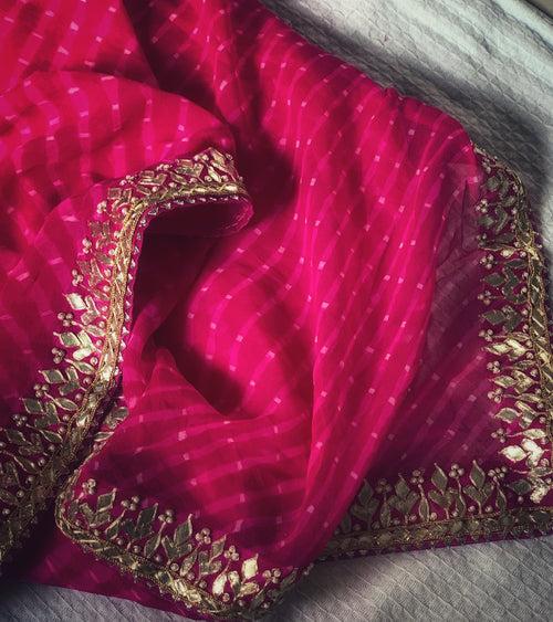 Diya pure silk georgette gota patti leheriya saree