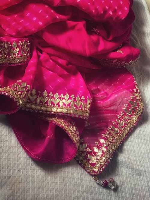 Diya pure silk georgette gota patti leheriya saree