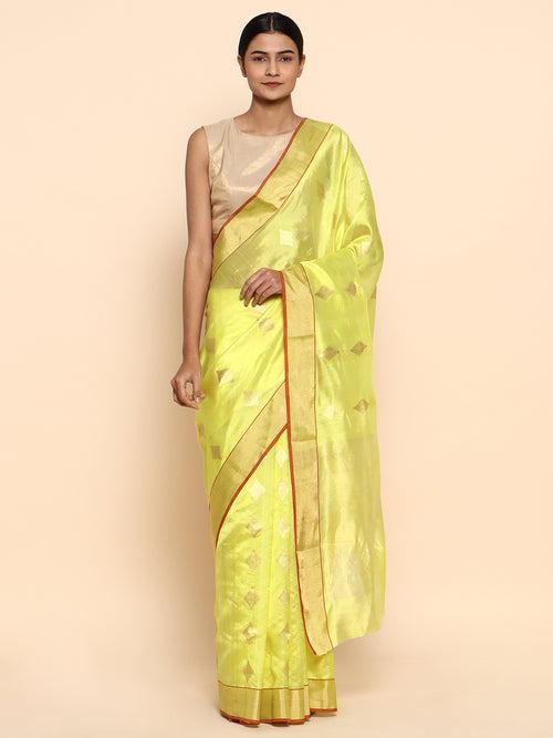 Fluorescence Chanderi Pure Silk Saree