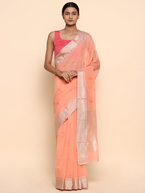 Its all peach -Chanderi cotton saree