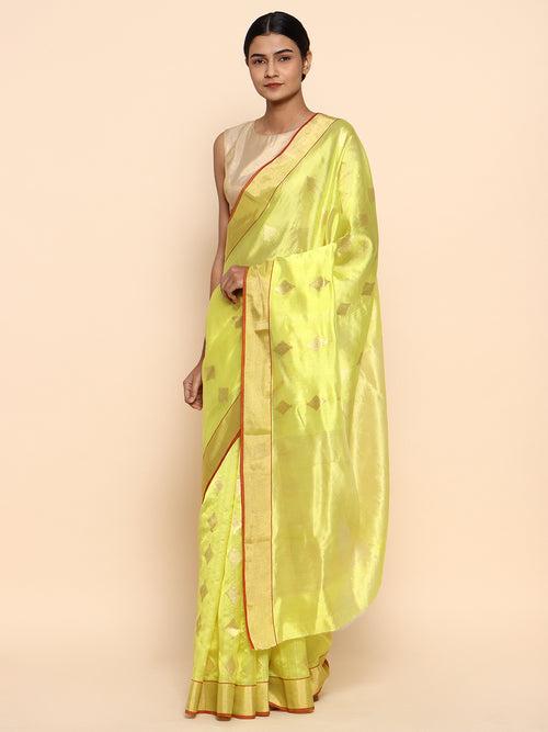 Fluorescence Chanderi Pure Silk Saree