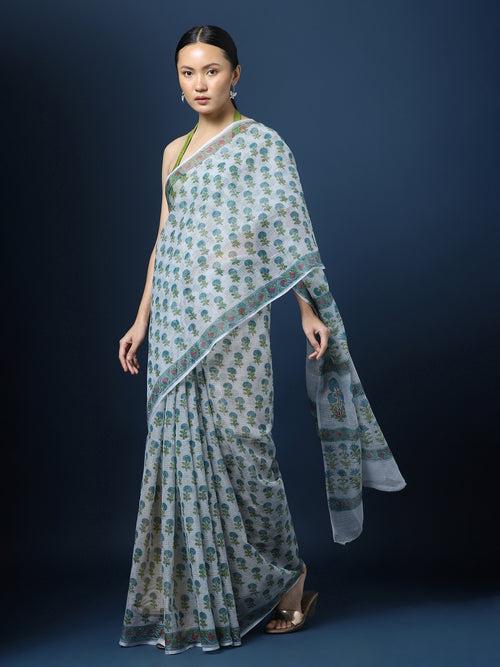 Dahlia Kota Doria Blockprinted Saree