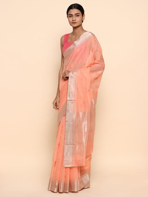 Its all peach -Chanderi cotton saree