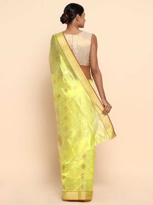 Fluorescence Chanderi Pure Silk Saree