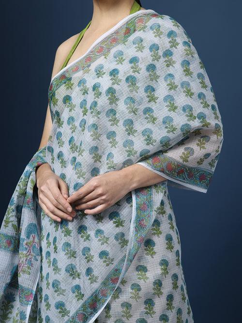 Dahlia Kota Doria Blockprinted Saree