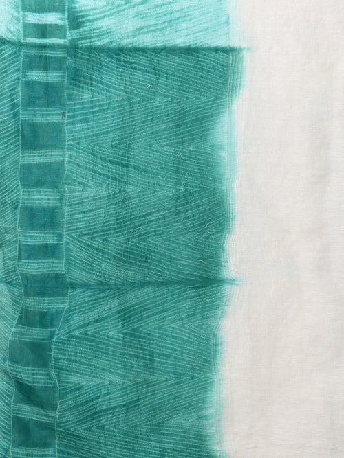 Teal Shibori Linen Saree