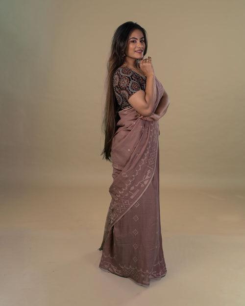 Brown Jamdani Saree