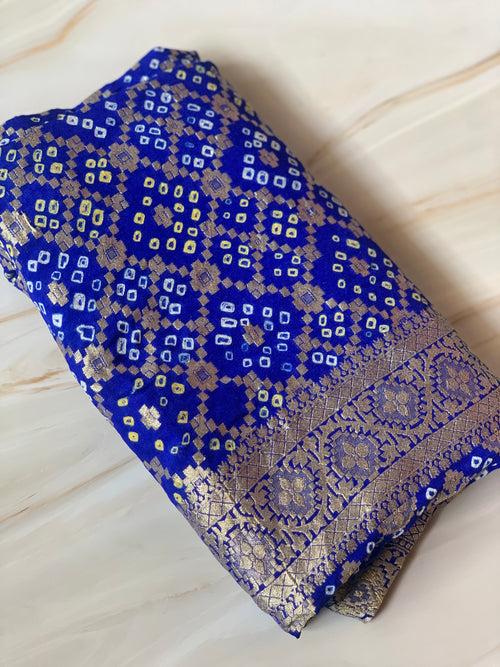 Blue Neemzari bandhej Dupatta