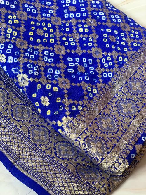 Blue Neemzari bandhej Dupatta